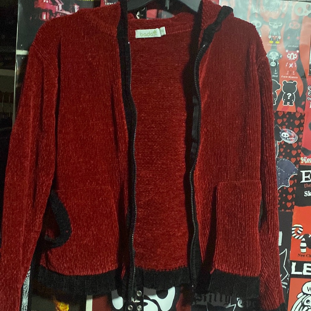 Red and black sweater